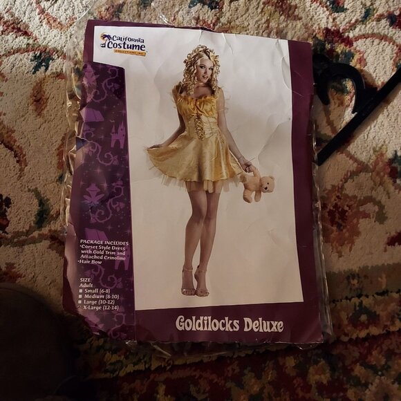 Costume Goldilocks Adult Storybook Fairy Tale Fancy Dress Up Halloween 3 Piece - Picture 4 of 14